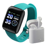 116 Plus Smart Fitness Watch + i7 TWS Wireless Earbuds/Earpieces with Mic & Charger Box - Ripe Pickings