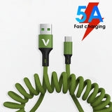 5A Micro USB Type - C Fast Charging Spring Cable - Ripe Pickings