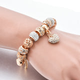 BT200176 Fashion Gold Charm Bracelet for Women (with Charms and Crystal Heart) - Ripe Pickings