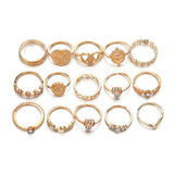 Gold Coin Pattern, Fatima Palm Knuckle Ring & Stainless Steel Rings Sets for Women by Yada