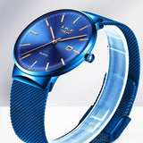 LIGE Fashion Full Stainless Steel Mesh Strap Business Watch - Ripe Pickings