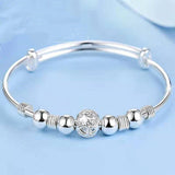 925 Sterling Silver Charm & Lucky Beads Bangle for Woman - Ripe Pickings