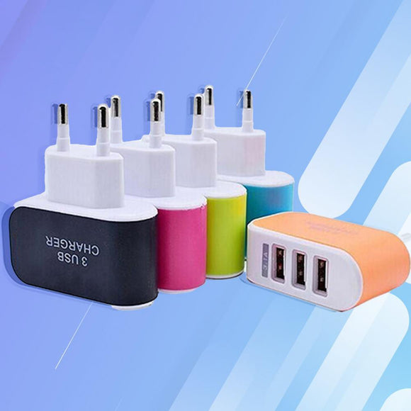 3.1A Triple USB Ports Home Travel AC Charger (for EU Plug with Indicator) - Ripe Pickings