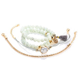 4pc Set Bohemian Round Stone Tassel Charm Bracelets for Women - Ripe Pickings
