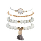 4pc Set Bohemian Round Stone Tassel Charm Bracelets for Women - Ripe Pickings