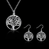 925 Sterling Silver Leaves Pendant Earrings and Necklace (Tree of Life) - Ripe Pickings