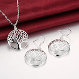 925 Sterling Silver Leaves Pendant Earrings and Necklace (Tree of Life) - Ripe Pickings