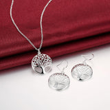 925 Sterling Silver Leaves Pendant Earrings and Necklace (Tree of Life) - Ripe Pickings