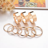 Gold Coin Pattern, Fatima Palm Knuckle Ring & Stainless Steel Rings Sets for Women by Yada
