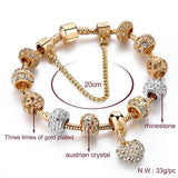 BT200176 Fashion Gold Charm Bracelet for Women (with Charms and Crystal Heart) - Ripe Pickings
