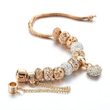BT200176 Fashion Gold Charm Bracelet for Women (with Charms and Crystal Heart) - Ripe Pickings