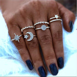 Gold Coin Pattern, Fatima Palm Knuckle Ring & Stainless Steel Rings Sets for Women by Yada - Ripe Pickings