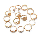 Gold Coin Pattern, Fatima Palm Knuckle Ring & Stainless Steel Rings Sets for Women by Yada - Ripe Pickings