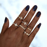 Gold Coin Pattern, Fatima Palm Knuckle Ring & Stainless Steel Rings Sets for Women by Yada - Ripe Pickings
