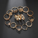 Gold Coin Pattern, Fatima Palm Knuckle Ring & Stainless Steel Rings Sets for Women by Yada - Ripe Pickings