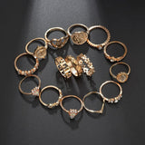 Gold Coin Pattern, Fatima Palm Knuckle Ring & Stainless Steel Rings Sets for Women by Yada - Ripe Pickings