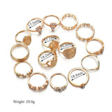 Gold Coin Pattern, Fatima Palm Knuckle Ring & Stainless Steel Rings Sets for Women by Yada - Ripe Pickings