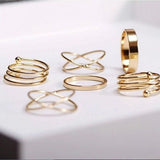 Gold Coin Pattern, Fatima Palm Knuckle Ring & Stainless Steel Rings Sets for Women by Yada - Ripe Pickings