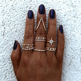 Gold Coin Pattern, Fatima Palm Knuckle Ring & Stainless Steel Rings Sets for Women by Yada - Ripe Pickings