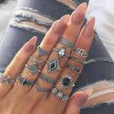 Gold Coin Pattern, Fatima Palm Knuckle Ring & Stainless Steel Rings Sets for Women by Yada - Ripe Pickings