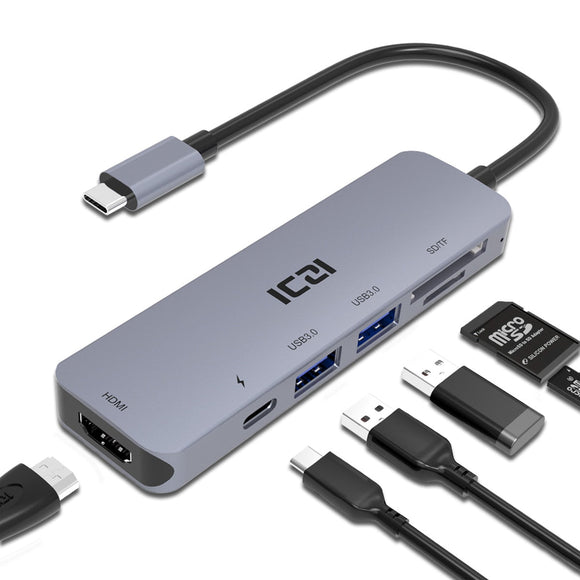 ICZI 6 in 1 USB C Multifunction HUB - type C to 4K HDMI USB 3.0 SD TF Card Converter - Ripe Pickings