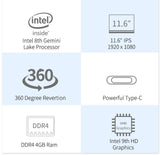 Jumper X1 11.6" FHD IPS Touchscreen EZbook Notebook (Intel Gemini Lake N4100 4GB DDR4 64GB eMMC 64GB SSD) - Ripe Pickings