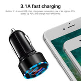 Mini Dual USB Mobile Phone Fast Charger for Vehicles (with LED Display) - Ripe Pickings