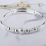 925 Sterling Silver Charm & Lucky Beads Bangle for Woman - Ripe Pickings