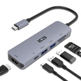 ICZI 6 in 1 USB C Multifunction HUB  - type C to 4K HDMI USB 3.0 SD TF Card Converter - Ripe Pickings