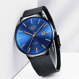 LIGE Fashion Full Stainless Steel Mesh Strap Business Watch - Ripe Pickings