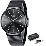 LIGE Fashion Full Stainless Steel Mesh Strap Business Watch - Ripe Pickings