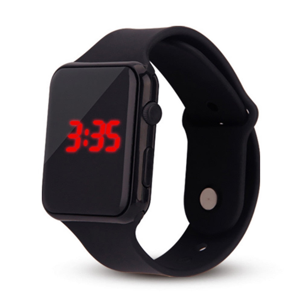 Student Fashion Rectangle Watch Intelligent Electronic Led Watch Anself Pink