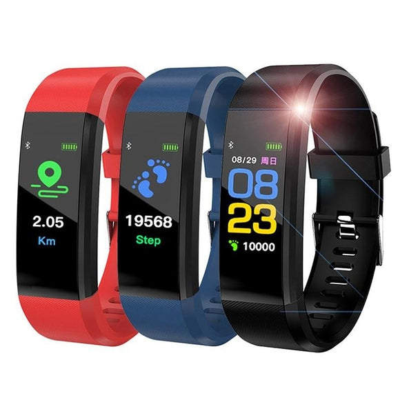 The 115 Plus Smart Watch with HR & BP Monitor, Call & MSG Notifications (similar to Fitbit Alta) - Ripe Pickings