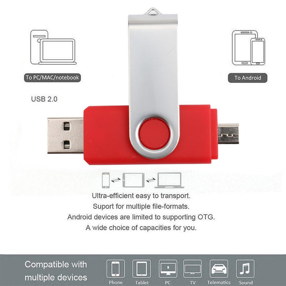 USB Flash Drive 32G + USB 2.0 Micro USB - Caps on Both Ends for Computers and Android Devices - Ripe Pickings