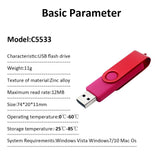 USB Flash Drive 32G + USB 2.0 Micro USB - Caps on Both Ends for Computers and Android Devices - Ripe Pickings